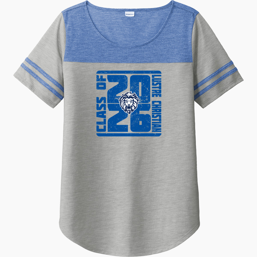 LUSTRE CHRISTIAN HIGH SCHOOL LIONS <span class="pdp-name-mascot">LUSTRE CHRISTIAN LIONS</span> Sport-Tek Ladies PosiCharge Tri-Blend Wicking Fan Tee