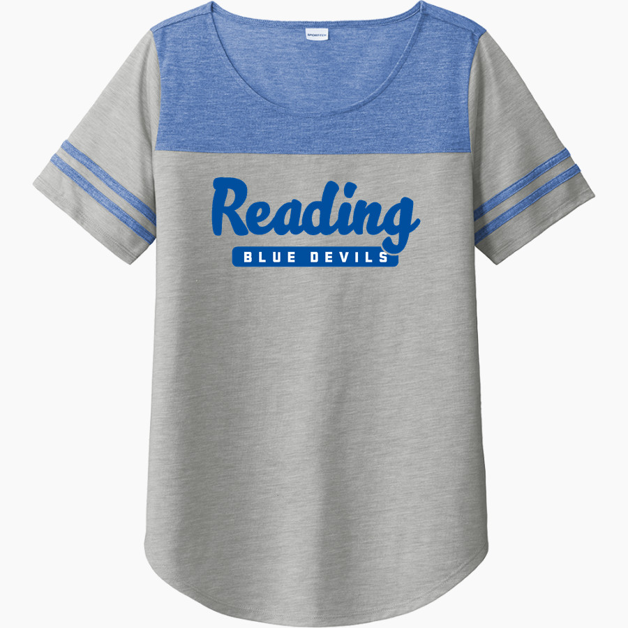 READING SENIOR HIGH SCHOOL BLUE DEVILS Sport-Tek Ladies PosiCharge Tri-Blend Wicking Fan Tee