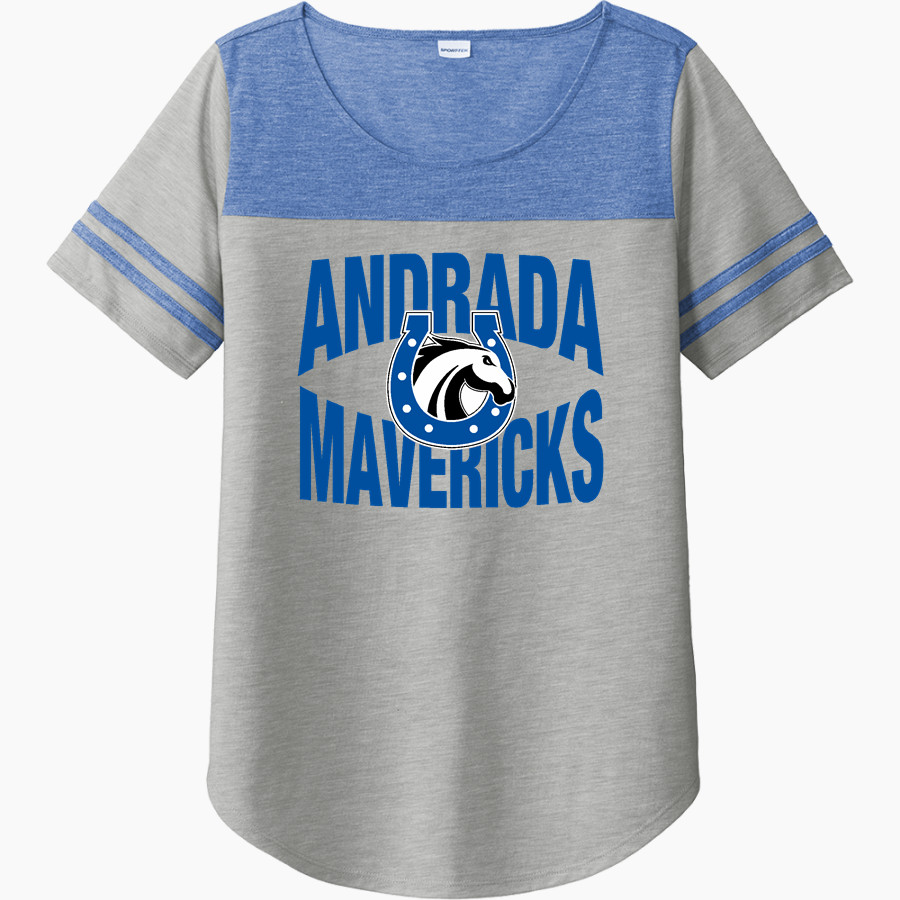 Andrada Mavericks Online Store Sport-Tek Ladies PosiCharge Tri-Blend Wicking Fan Tee