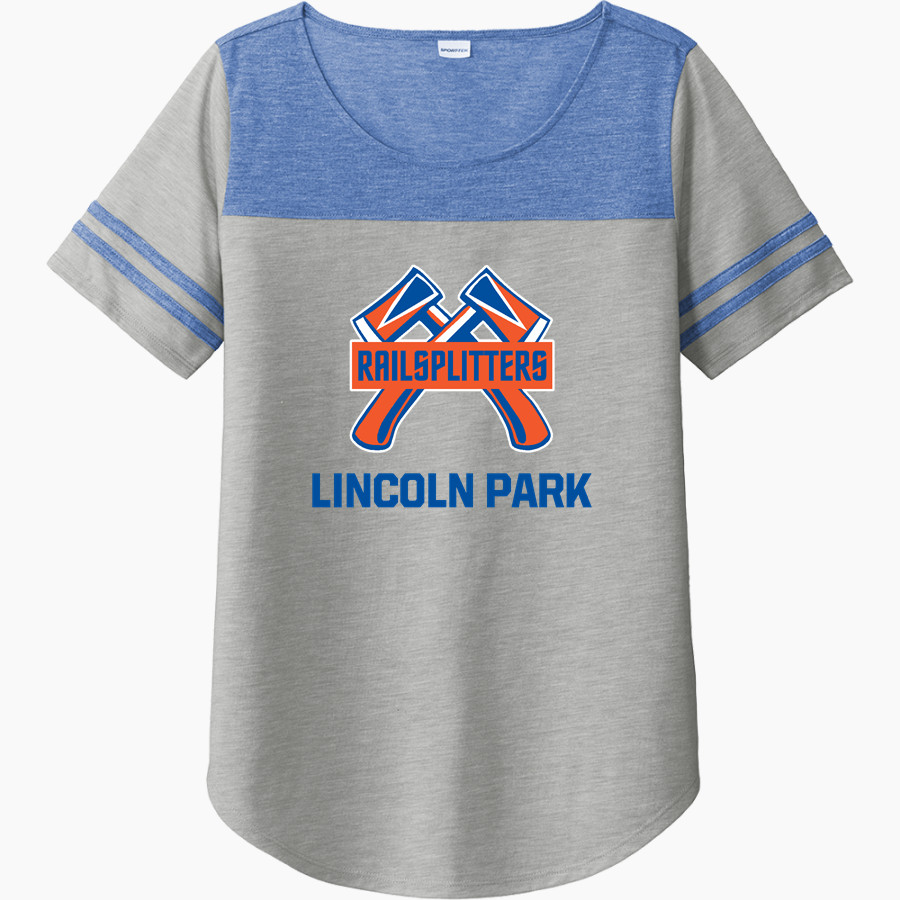 LINCOLN PARK HIGH SCHOOL RAILSPLITTERS <span class="pdp-name-mascot">LINCOLN PARK RAILSPLITTERS</span> Sport-Tek Ladies PosiCharge Tri-Blend Wicking Fan Tee