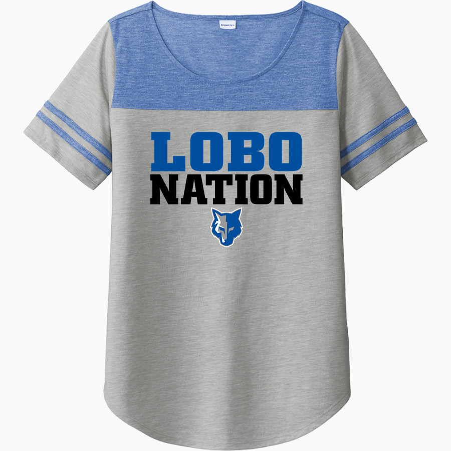 LEHMAN HIGH SCHOOL LOBOS Sport-Tek Ladies PosiCharge Tri-Blend Wicking Fan Tee