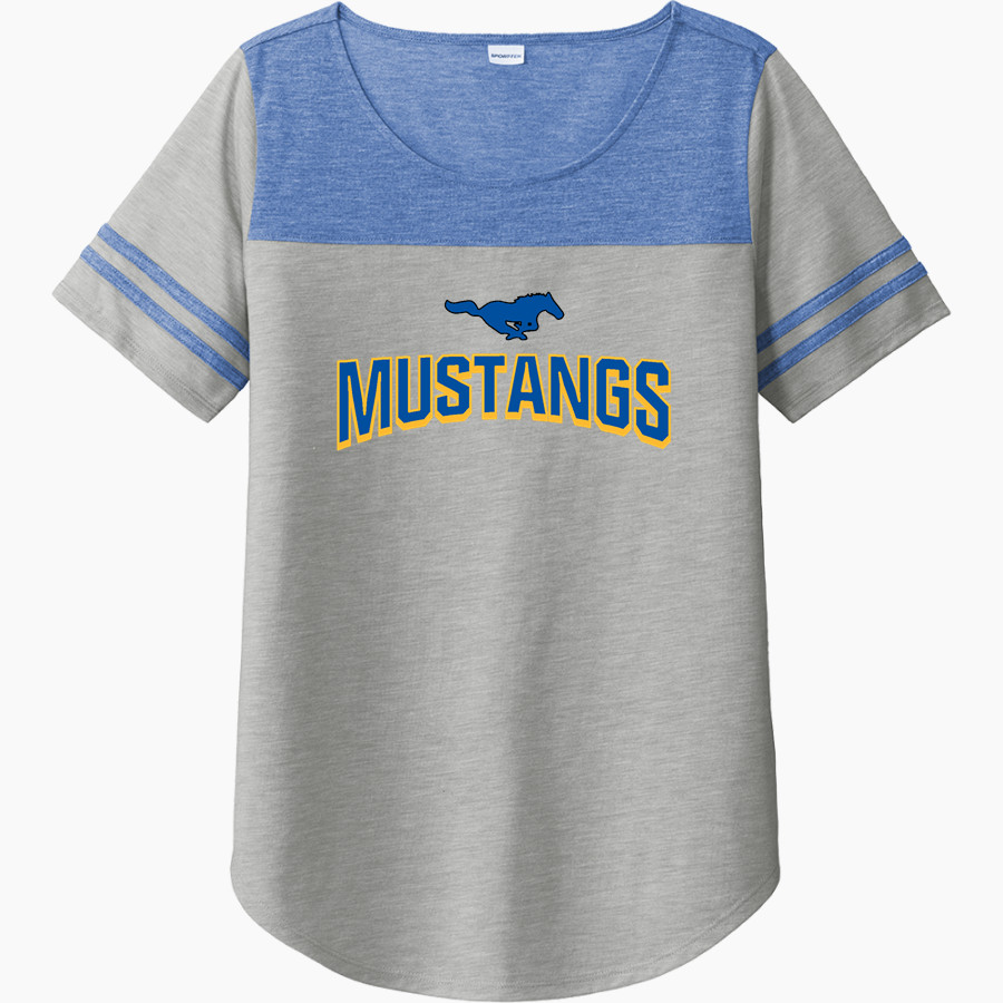 Heppner Mustangs <span class="pdp-name-mascot">Heppner Mustangs</span> Sport-Tek Ladies PosiCharge Tri-Blend Wicking Fan Tee