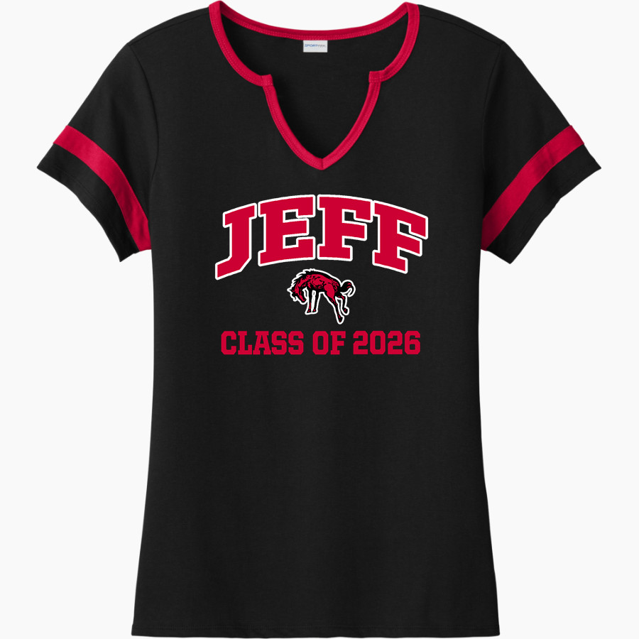 LAFAYETTE-JEFFERSON HIGH SCHOOL BRONCHOS <span class="pdp-name-mascot">JEFF BRONCHOS</span> Sport-Tek Women's Halftime Notch-Neck Short-Sleeve T-Shirt