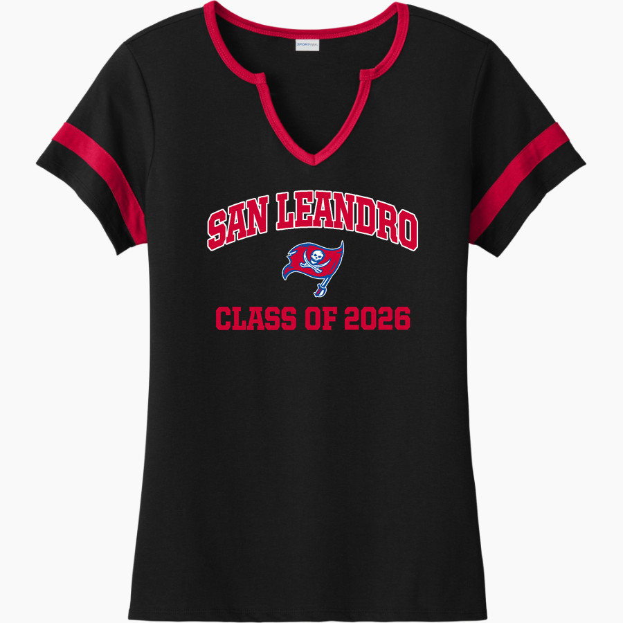 SAN LEANDRO HIGH SCHOOL PIRATES Sport-Tek Women's Halftime Notch-Neck Short-Sleeve T-Shirt