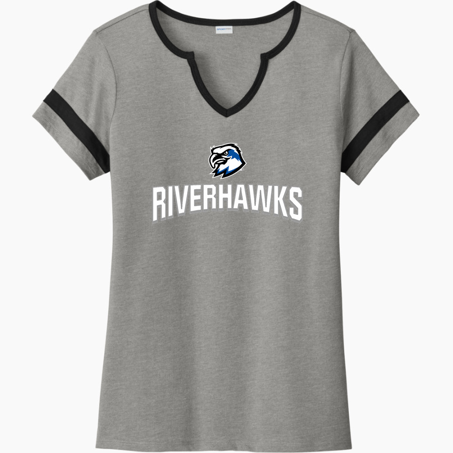 Coxsackie-Athens High School Riverhawks official sideline store <span class="pdp-name-mascot">Coxsackie-Athens Riverhawks</span> Sport-Tek Women's Halftime Notch-Neck Short-Sleeve T-Shirt