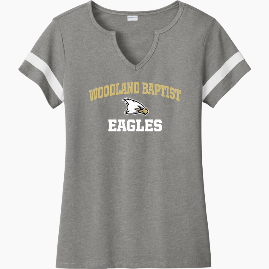 Woodland Baptist Eagles <span class="pdp-name-mascot">Woodland Baptist Christian School Eagles</span> Sport-Tek Women's Halftime Notch-Neck Short-Sleeve T-Shirt