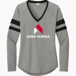 Acero Schools Chicago Sport-Tek Women's Halftime Stripe Long-Sleeve V-Neck T-Shirt Front Thumbnail