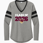 PORTSMOUTH CHRISTIAN ACADEMY EAGLES <span class="pdp-name-mascot">PORTSMOUTH AT DOVER EAGLES</span> Sport-Tek Women's Halftime Stripe Long-Sleeve V-Neck T-Shirt Front Thumbnail