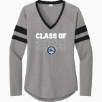 Official Online Store <span class="pdp-name-mascot">Cheshire Academy</span> Sport-Tek Women's Halftime Stripe Long-Sleeve V-Neck T-Shirt Front Thumbnail