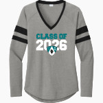 ST. JOHN PAUL II LIONS <span class="pdp-name-mascot">JP2 Lions</span> Sport-Tek Women's Halftime Stripe Long-Sleeve V-Neck T-Shirt Front Thumbnail