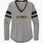 Averill Park Golden Knights <span class="pdp-name-mascot">Averill Park Warriors</span> Sport-Tek Women's Halftime Stripe Long-Sleeve V-Neck T-Shirt Front Thumbnail