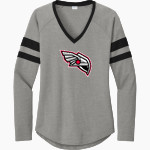 Alexandria College Legends <span class="pdp-name-mascot">Alexandria Technical & Community College Legends</span> Sport-Tek Women's Halftime Stripe Long-Sleeve V-Neck T-Shirt Front Thumbnail