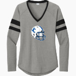 Junction City Blue Jays Sport-Tek Women's Halftime Stripe Long-Sleeve V-Neck T-Shirt Front Thumbnail