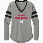 AURORA HIGH SCHOOL HOUN DAWGS <span class="pdp-name-mascot">AURORA HOUN DAWGS</span> Sport-Tek Women's Halftime Stripe Long-Sleeve V-Neck T-Shirt Front Thumbnail