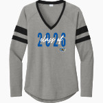 CUMBERLAND HIGH SCHOOL DUKES <span class="pdp-name-mascot">CUMBERLAND DUKES</span> Sport-Tek Women's Halftime Stripe Long-Sleeve V-Neck T-Shirt Front Thumbnail