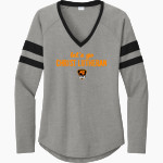 CHRIST LUTHERAN Cougars <span class="pdp-name-mascot">CHRIST LUTHERAN DAY SCHOOL Cougars</span> Sport-Tek Women's Halftime Stripe Long-Sleeve V-Neck T-Shirt Front Thumbnail