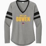 BOWEN HIGH SCHOOL BOILERMAKERS <span class="pdp-name-mascot">BOWEN BOILERMAKERS</span> Sport-Tek Women's Halftime Stripe Long-Sleeve V-Neck T-Shirt Front Thumbnail