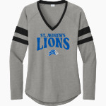 St. Andrew's Lions Sport-Tek Women's Halftime Stripe Long-Sleeve V-Neck T-Shirt Front Thumbnail