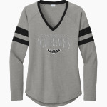WESTERVILLE CENTRAL WARHAWKS Sport-Tek Women's Halftime Stripe Long-Sleeve V-Neck T-Shirt Front Thumbnail