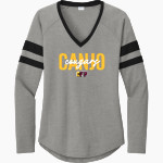 Canjo Cougars <span class="pdp-name-mascot">Canjo Cougars</span> Sport-Tek Women's Halftime Stripe Long-Sleeve V-Neck T-Shirt Front Thumbnail