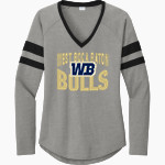 West Boca Raton Bulls <span class="pdp-name-mascot">West Boca Raton</span> Sport-Tek Women's Halftime Stripe Long-Sleeve V-Neck T-Shirt Front Thumbnail