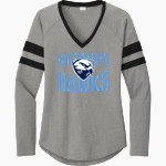 Hamilton Heights Hawks <span class="pdp-name-mascot">Hamilton Heights Christian Academy Hawks</span> Sport-Tek Women's Halftime Stripe Long-Sleeve V-Neck T-Shirt Front Thumbnail