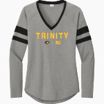 Trinity Tigers <span class="pdp-name-mascot">Trinity College of Florida Tigers</span> Sport-Tek Women's Halftime Stripe Long-Sleeve V-Neck T-Shirt Front Thumbnail