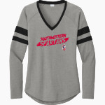 Southwestern Spartans <span class="pdp-name-mascot">Southwestern Spartans</span> Sport-Tek Women's Halftime Stripe Long-Sleeve V-Neck T-Shirt Front Thumbnail