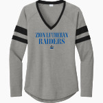 Zion Lutheran Raiders Sport-Tek Women's Halftime Stripe Long-Sleeve V-Neck T-Shirt Front Thumbnail