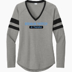 Adrenaline Fastpitch Fastpitch <span class="pdp-name-mascot">Adrenaline Fastpitch Fastpitch</span> Sport-Tek Women's Halftime Stripe Long-Sleeve V-Neck T-Shirt Front Thumbnail
