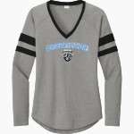 Cornerstone Lutheran Guardians <span class="pdp-name-mascot">Cornerstone Lutheran Guardians</span> Sport-Tek Women's Halftime Stripe Long-Sleeve V-Neck T-Shirt Front Thumbnail