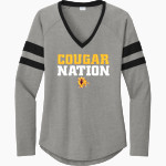 University of Minnesota Morris Cougars <span class="pdp-name-mascot">University of Minnesota Morris Cougars</span> Sport-Tek Women's Halftime Stripe Long-Sleeve V-Neck T-Shirt Front Thumbnail
