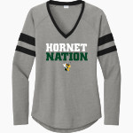 Wellsboro Hornets <span class="pdp-name-mascot">Wellsboro Green Hornets</span> Sport-Tek Women's Halftime Stripe Long-Sleeve V-Neck T-Shirt Front Thumbnail