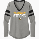 Berkeley Yellowjackets The Official Online Store <span class="pdp-name-mascot">Berkeley Yellowjackets</span> Sport-Tek Women's Halftime Stripe Long-Sleeve V-Neck T-Shirt Front Thumbnail
