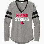 Valley Lutheran Flames <span class="pdp-name-mascot">Valley Lutheran High School Flames</span> Sport-Tek Women's Halftime Stripe Long-Sleeve V-Neck T-Shirt Front Thumbnail