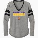 Providence St. Mel Knights <span class="pdp-name-mascot">Providence St. Mel Knights</span> Sport-Tek Women's Halftime Stripe Long-Sleeve V-Neck T-Shirt Front Thumbnail