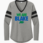 The Blake School BEARS ONLINE STORE Sport-Tek Women's Halftime Stripe Long-Sleeve V-Neck T-Shirt Front Thumbnail