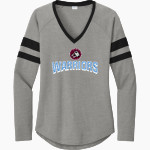 Perspectives Warriors <span class="pdp-name-mascot">Perspectives Middle Academy Warriors</span> Sport-Tek Women's Halftime Stripe Long-Sleeve V-Neck T-Shirt Front Thumbnail