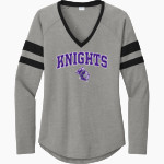 UPSON-LEE High School Knights <span class="pdp-name-mascot">Upson Lee Knights</span> Sport-Tek Women's Halftime Stripe Long-Sleeve V-Neck T-Shirt Front Thumbnail