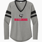 BOWIE HIGH SCHOOL BULLDOGS <span class="pdp-name-mascot">BOWIE BULLDOGS</span> Sport-Tek Women's Halftime Stripe Long-Sleeve V-Neck T-Shirt Front Thumbnail