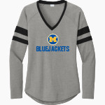 Mitchell Bluejackets <span class="pdp-name-mascot">Mitchell High School Bluejackets</span> Sport-Tek Women's Halftime Stripe Long-Sleeve V-Neck T-Shirt Front Thumbnail