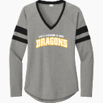 Creative Learning Dragons <span class="pdp-name-mascot">Creative Learning Dragons</span> Sport-Tek Women's Halftime Stripe Long-Sleeve V-Neck T-Shirt Front Thumbnail