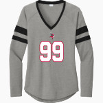 Montgomery Vikings Sport-Tek Women's Halftime Stripe Long-Sleeve V-Neck T-Shirt Front Thumbnail