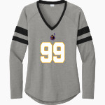 Lacrosse Monkey Sport-Tek Women's Halftime Stripe Long-Sleeve V-Neck T-Shirt Front Thumbnail