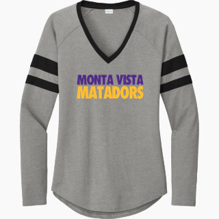 Sport-Tek Women's Halftime Stripe Long-Sleeve V-Neck T-Shirt