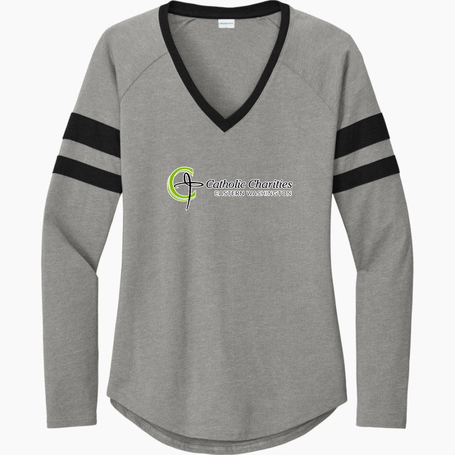 Catholic Charities of Eastern WA Catholic Charities Sport-Tek Women's Halftime Stripe Long-Sleeve V-Neck T-Shirt