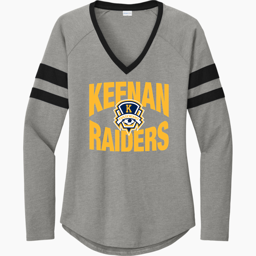 Keenan Raiders <span class="pdp-name-mascot">Keenan Raiders</span> Sport-Tek Women's Halftime Stripe Long-Sleeve V-Neck T-Shirt