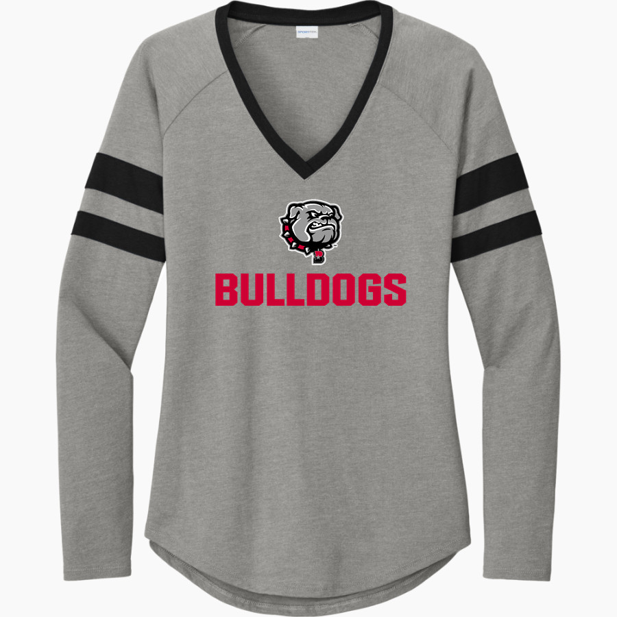 BOWIE HIGH SCHOOL BULLDOGS <span class="pdp-name-mascot">BOWIE BULLDOGS</span> Sport-Tek Women's Halftime Stripe Long-Sleeve V-Neck T-Shirt