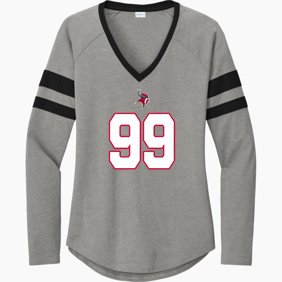 Montgomery Vikings Sport-Tek Women's Halftime Stripe Long-Sleeve V-Neck T-Shirt