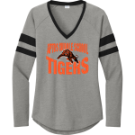 Aptos Middle School Tigers <span class="pdp-name-mascot">Aptos Middle School Tigers</span> Sport-Tek Women's Halftime Stripe Long-Sleeve V-Neck T-Shirt Front Thumbnail